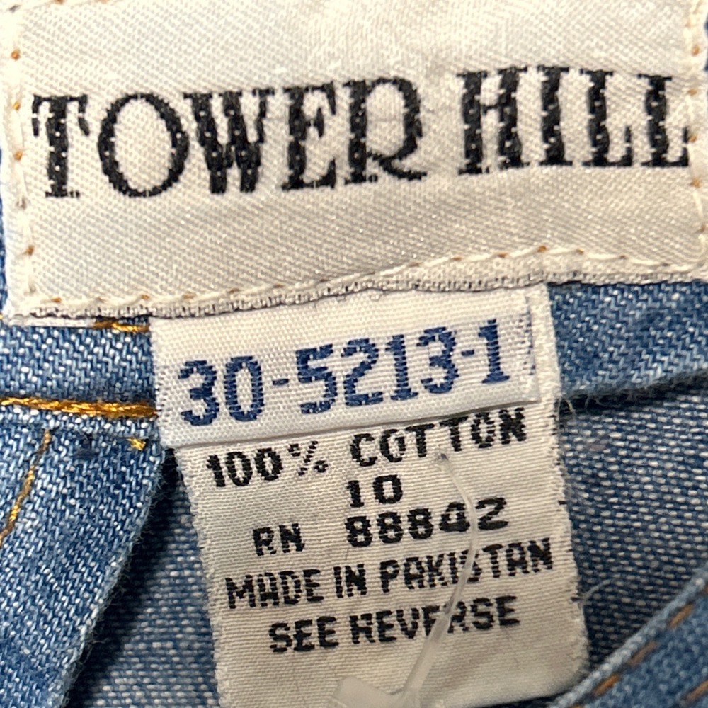 VTG Tower Hill Denim Short Sleeve Scoop Neck Pleated One Piece Romper Size 10 - Picture 11 of 11